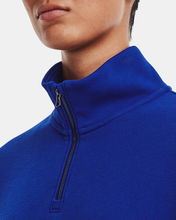 Women's UA Playback Fleece Oversized ¼ Zip, Blue, pdpMainDesktop image number 3